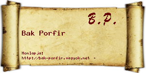 Bak Porfir névjegykártya